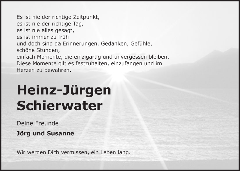  Traueranzeige für Heinz-Jürgen Schierwater vom 21.12.2021 aus LZ