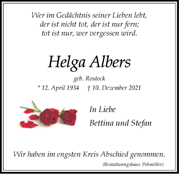 Anzeige von Helga Albers von LZ