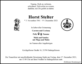 Anzeige von Horst Stelter von LZ
