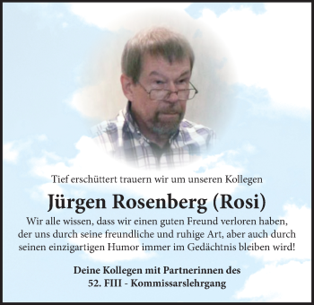Anzeige von Jürgen Rosenberg von LZ