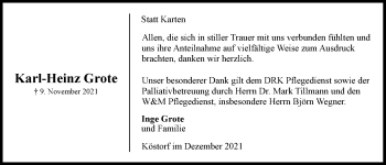Anzeige von Karl-Heinz Grote von LZ