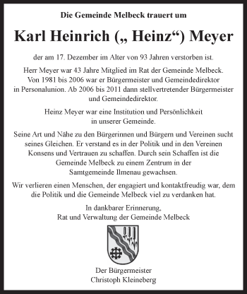 Anzeige von Karl Heinrich Meyer von LZ