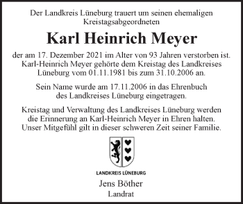 Anzeige von Karl Heinrich Meyer von LZ