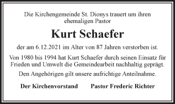 Anzeige von Kurt Schaefer von LZ