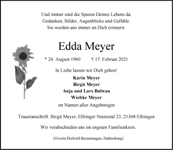 Anzeige von Edda Meyer von LZ