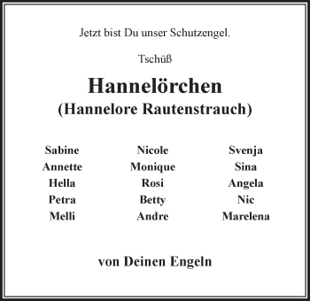 Anzeige von Hannelore Rautenstrauch von LZ