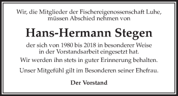 Anzeige von Hans-Hermann Stegen von LZ