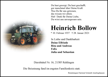 Anzeige von Heinrich Bollow von LZ