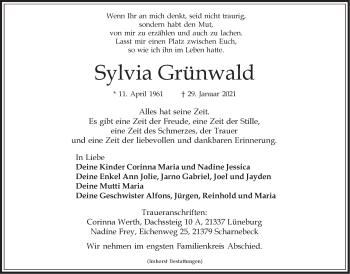 Anzeige von Sylvia Grünwald von LZ