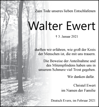 Anzeige von Walter Ewert von LZ