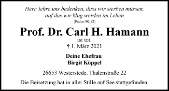 Anzeige von Carl H. Hamann von LZ