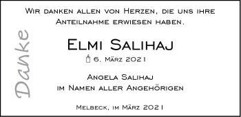 Anzeige von Elmi Salihaj von LZ