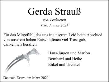 Anzeige von Gerda Strauß von LZ