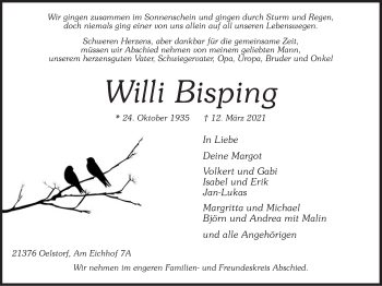 Anzeige von Willi Bisping von LZ