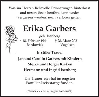 Anzeige von Erika Garbers von LZ