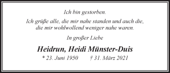 Anzeige von Heidrun Münster-Duis von LZ