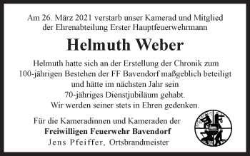 Anzeige von Helmuth Weber von LZ