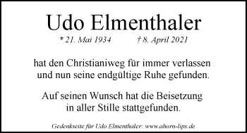 Anzeige von Udo Elmenthaler von LZ