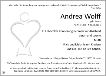 Anzeige von Andrea Wolff von LZ