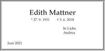 Anzeige von Edith Mattner von LZ