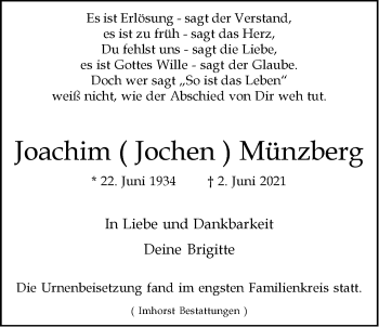 Anzeige von Joachim Münzberg von LZ