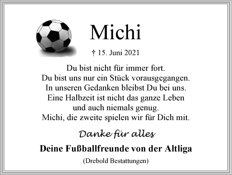  Traueranzeige für Michael Christ vom 23.06.2021 aus LZ