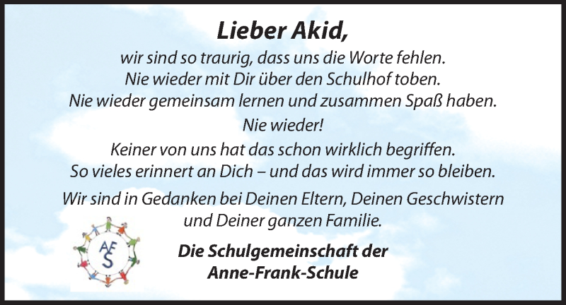  Traueranzeige für Akid  vom 03.07.2021 aus LZ