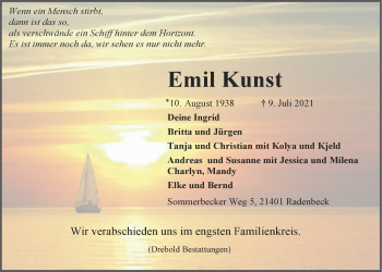 Anzeige von Emil Kunst von LZ