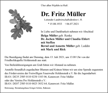 Anzeige von Fritz Müller von LZ
