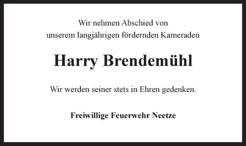  Traueranzeige für Harry Brendemühl vom 03.07.2021 aus LZ
