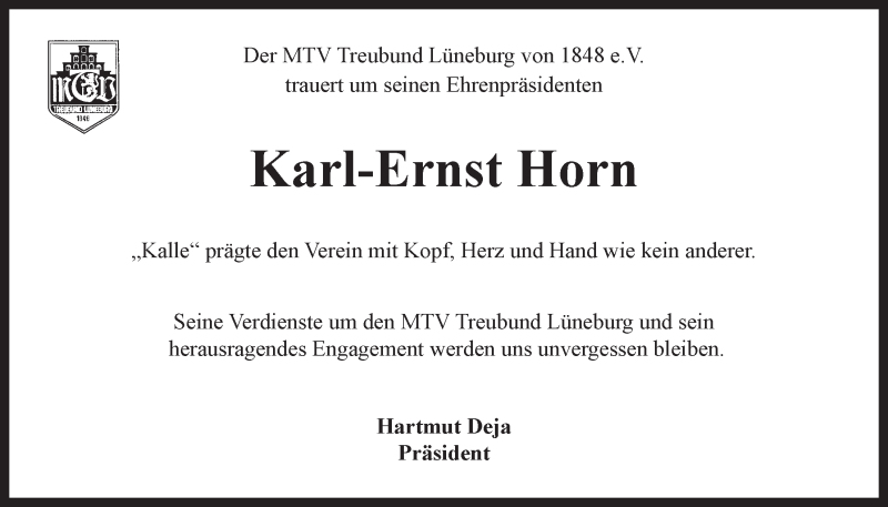  Traueranzeige für Karl-Ernst Horn vom 17.07.2021 aus LZ