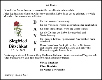 Anzeige von Siegfried Bitschkat von LZ