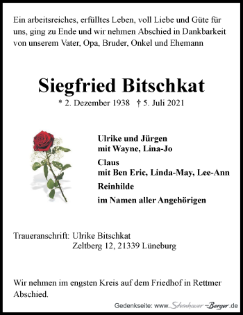 Anzeige von Siegfried Bitschkat von LZ