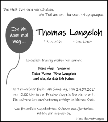 Anzeige von Thomas Langeloh von LZ