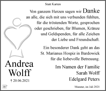 Anzeige von Andrea Wolff von LZ