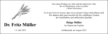Anzeige von Fritz Müller von LZ