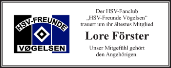 Anzeige von Lore Förster von LZ