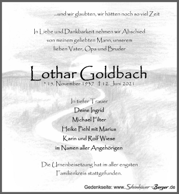 Anzeige von Lothar Goldbach von LZ