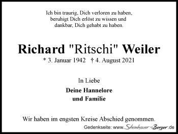 Anzeige von Richard Weiler von LZ