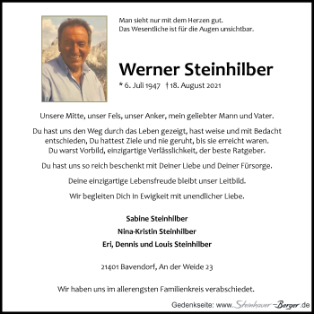 Anzeige von Werner Steinhilber von LZ