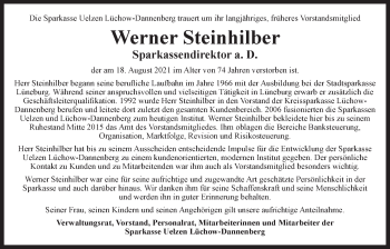 Anzeige von Werner Steinhilber von LZ