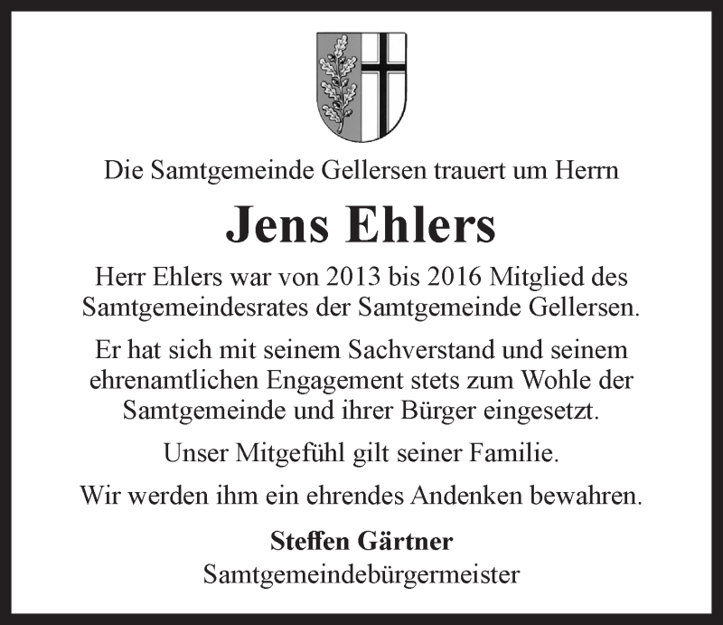  Traueranzeige für Jens Ehlers vom 15.09.2021 aus LZ