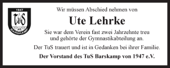 Anzeige von Ute Lehrke von LZ