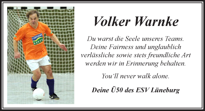  Traueranzeige für Volker Warnke vom 11.09.2021 aus LZ