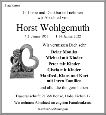 Anzeige von Horst Wohlgemuth von LZ