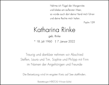 Anzeige von Katharina Rinke von LZ