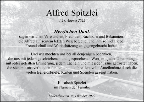 Anzeige von Alfred Spitzlei von LZ