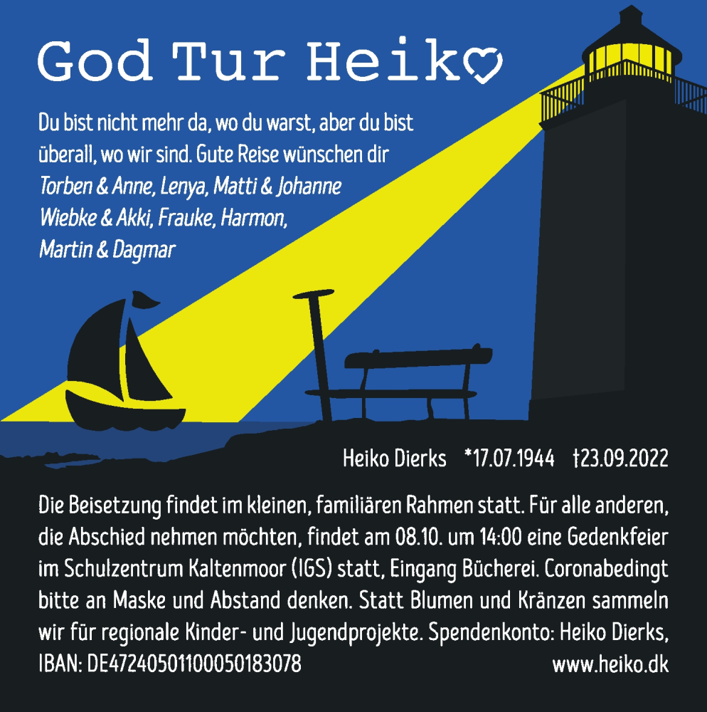  Traueranzeige für Heiko Dierks vom 01.10.2022 aus LZ