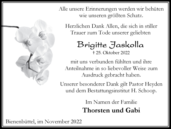 Anzeige von Brigitte Jaskolla von LZ