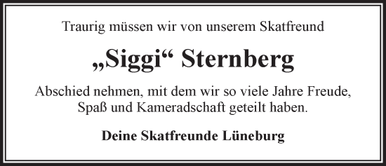 Anzeige von Siggi Sternberg von LZ